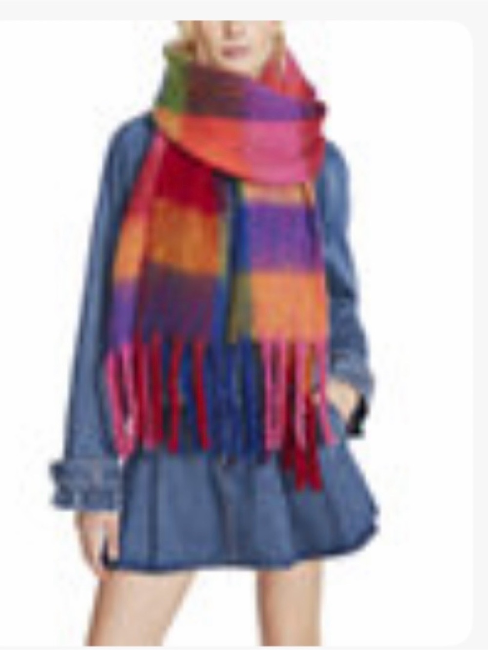 Steve Madden Multicolor Striped Fringe Scarf - Women Accessories NWT
